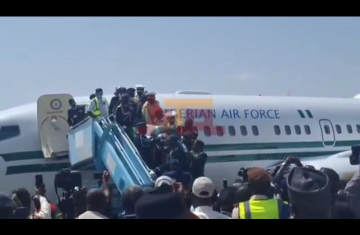 BREAKING: Buhari’s Remains Arrive at Katsina Airport Ahead of Burial.