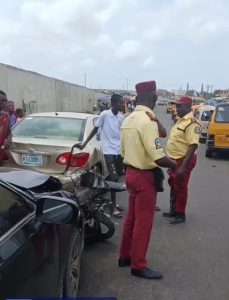 Two Injured as Lexus Car Crashes Into Motorcycle on Iyana-Iba Flyover