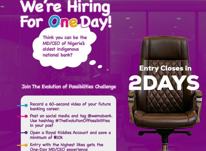 Wema Bank Opens Final Window for Entries in 2026 One-Day MD/CEO Initiative