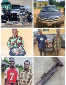 Ogun Police Arrest Seven Suspects, Recover Stolen Vehicle, Firearms, 17 Phones, ₦1.1m