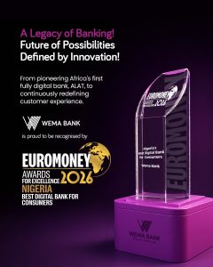 Wema Bank Named Nigeria’s Best Digital Bank for Consumers at Euromoney Awards 2026