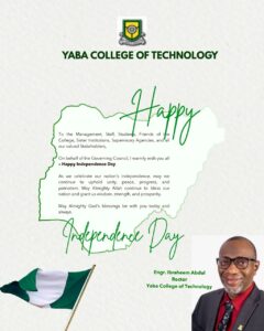 YABATECH Rector Urges Nigerians to Renew Commitment to National Development at 66