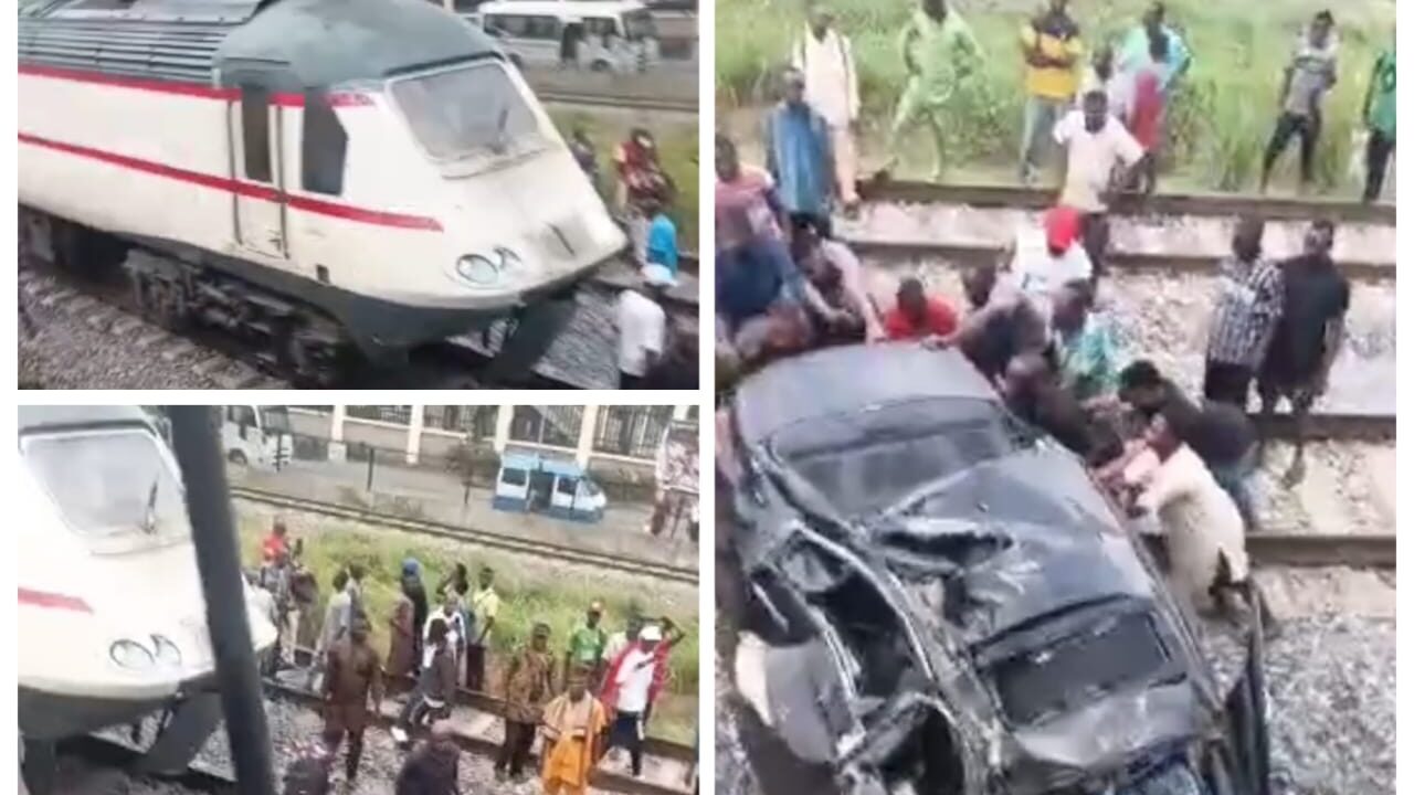 LASTMA Rescues 55-Year-Old Driver as Moving Train Smashes Honda Car in Lagos