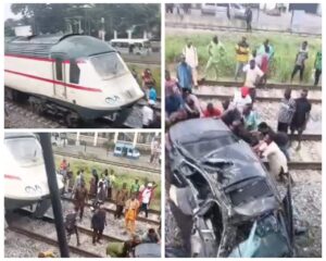 LASTMA Rescues 55-Year-Old Driver as Moving Train Smashes Honda Car in Lagos